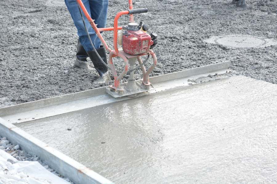 Concrete being finished on site