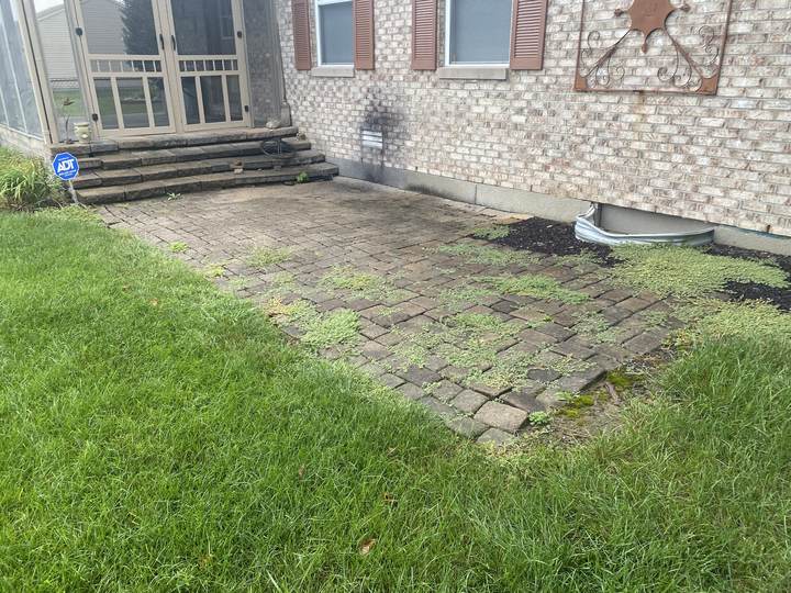Old segmental paver walk being removed, replaced with concrete in Brownsburg, Indiana