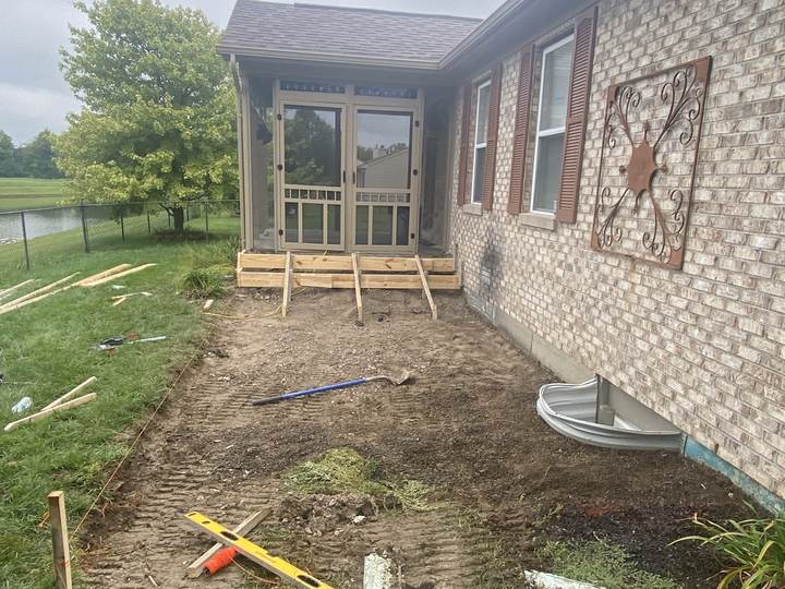Pavers removed, grade opened up in Brownsburg, Indiana