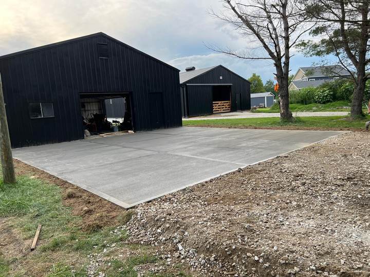 Apron and drive at a steel building