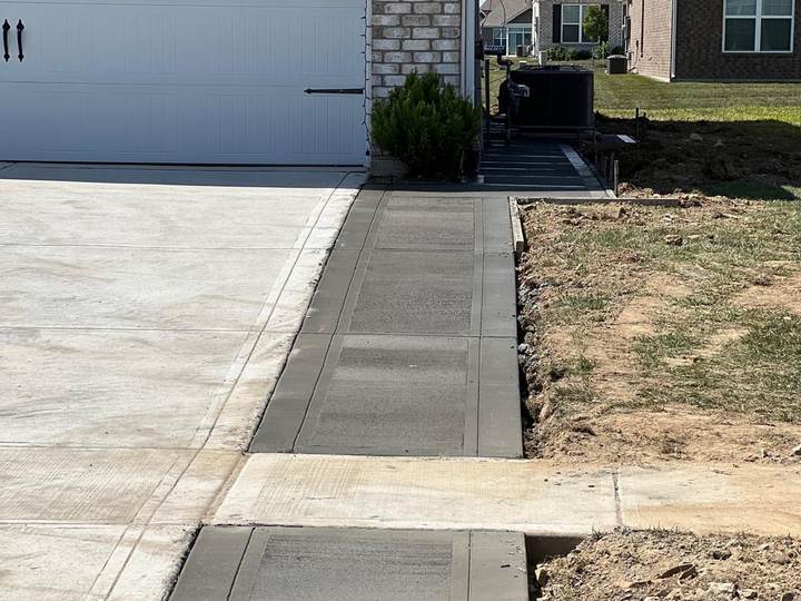 Driveway up to a garage