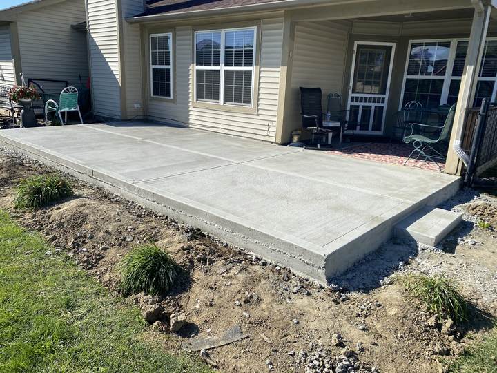 Patio at a home with a covered porch