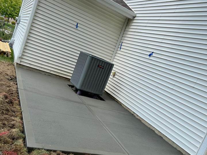 Patio pad at a sided house