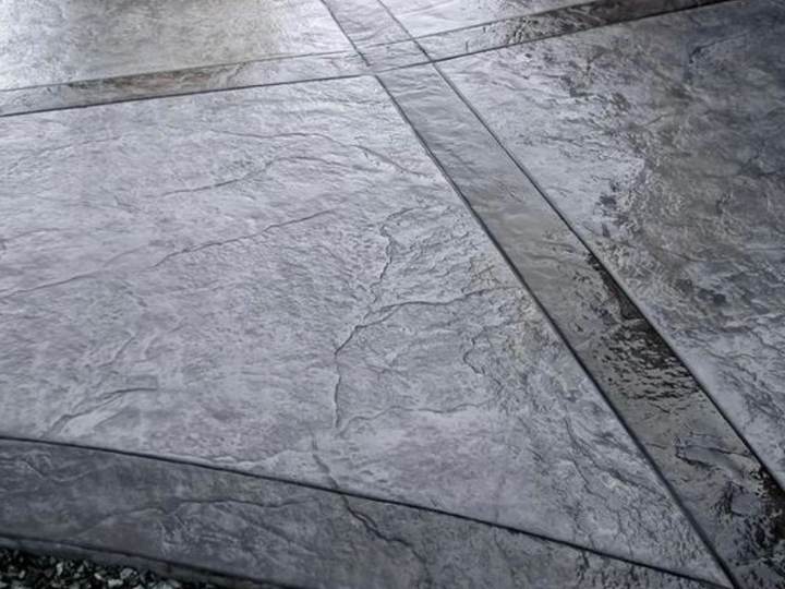 Grey stamped slate pattern with cut borders
