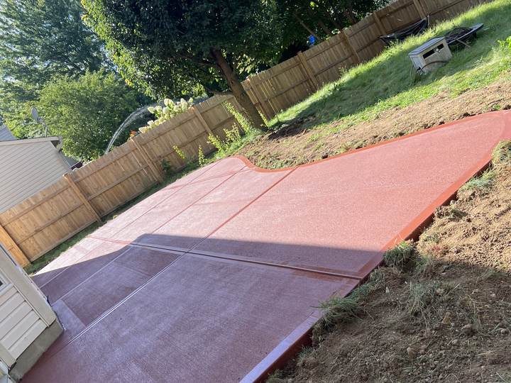 Terracotta colored walk and ramp